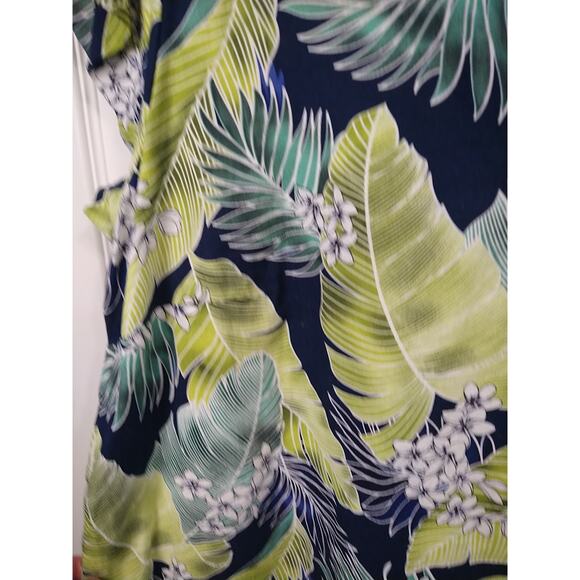 Panama Jack Woman 1X Blouse Linen Blend S/S Tropical V Neck Curved Hem Casual - Picture 4 of 9